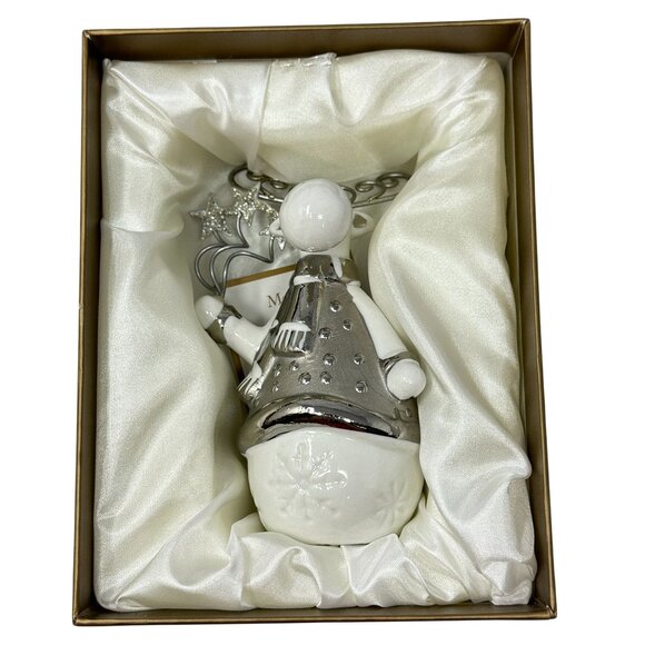 Pier 1 Moose Ornament Silver White Porcelain Holiday Decor Collectible 4.5 In - Picture 2 of 8